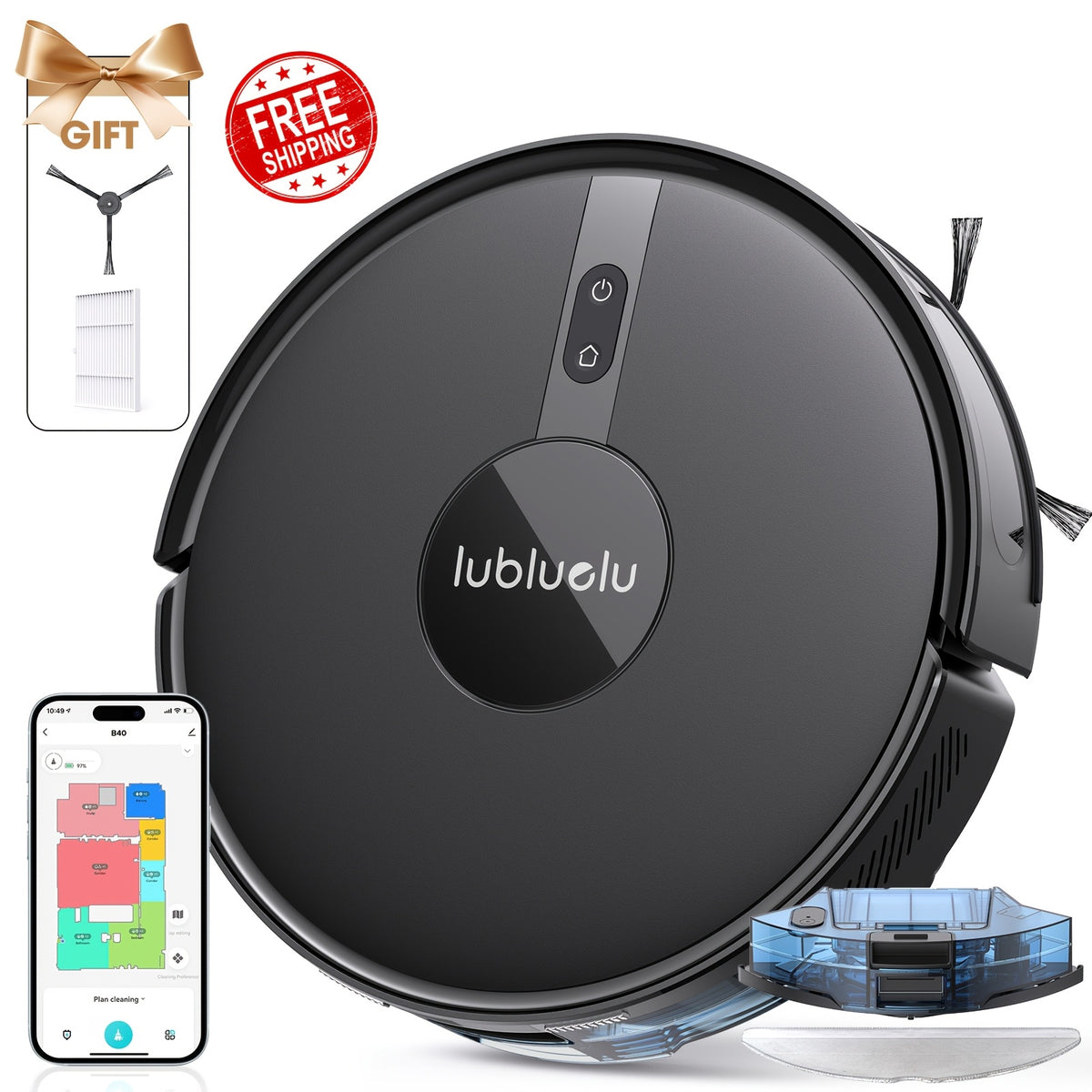 Robot aspirateur laveur, Aspirateur Robotique 3 en 1 pour nettoyage domestique – vue détaillée 22