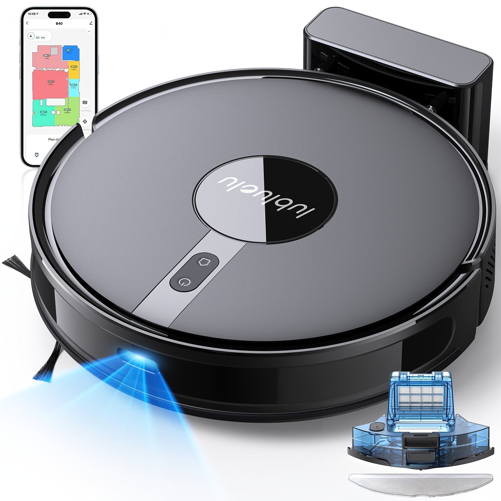 Robot aspirateur laveur, Aspirateur Robotique 3 en 1 pour nettoyage domestique – vue détaillée 23