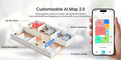 Robot aspirateur laveur, Black2-B40 pour nettoyage domestique et cuisine – vue détaillée 18