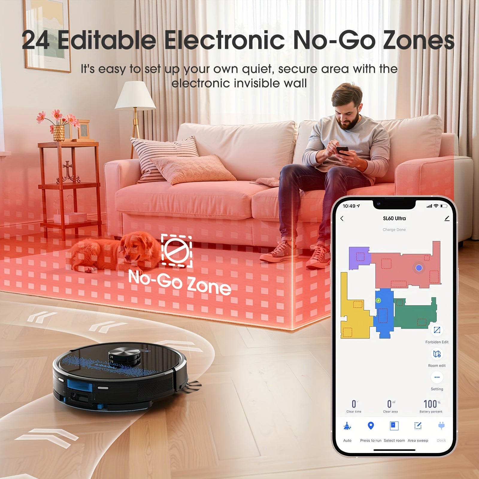 Robot aspirateur laveur, Lubluelu SL60Ultra Aspirateur Robotique pour nettoyage domestique et cuisine – vue détaillée 2