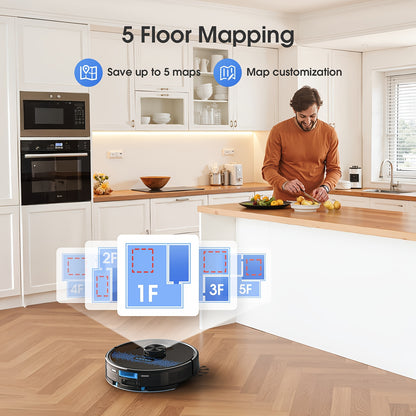 Robot aspirateur laveur, Lubluelu SL60Ultra Aspirateur Robotique pour nettoyage domestique et cuisine – vue détaillée 3