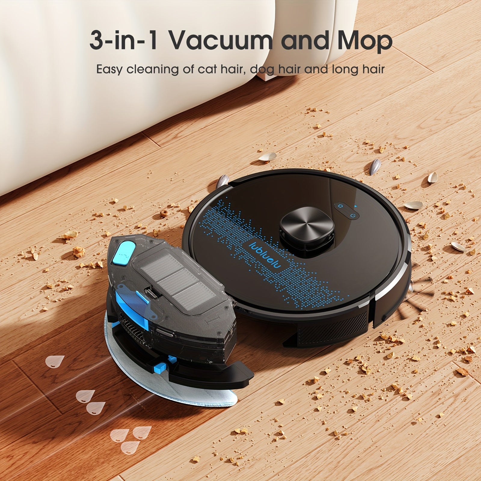 Robot aspirateur laveur, Lubluelu SL60Ultra Aspirateur Robotique pour nettoyage domestique et cuisine – vue détaillée 5