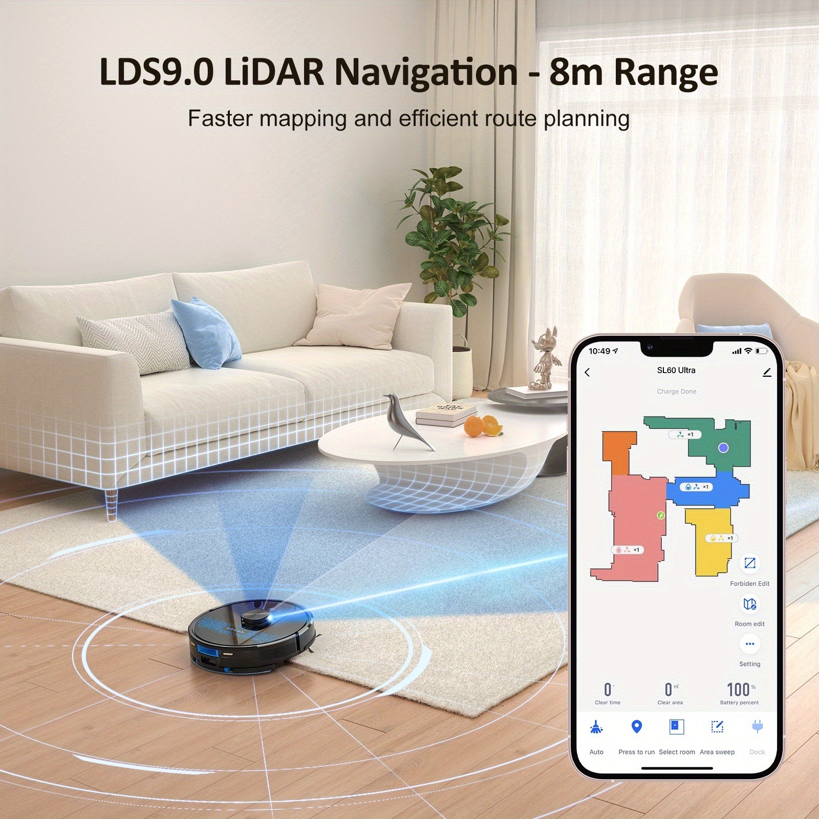 Robot aspirateur laveur, Lubluelu SL60Ultra Aspirateur Robotique pour nettoyage domestique et cuisine – vue détaillée 7
