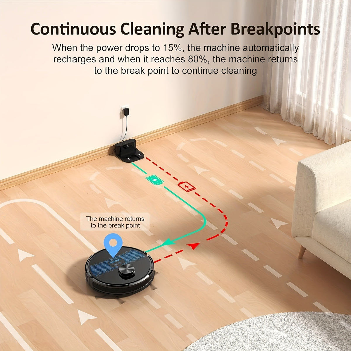 Robot aspirateur laveur, Lubluelu SL60Ultra Aspirateur Robotique pour nettoyage domestique et cuisine – vue détaillée 13