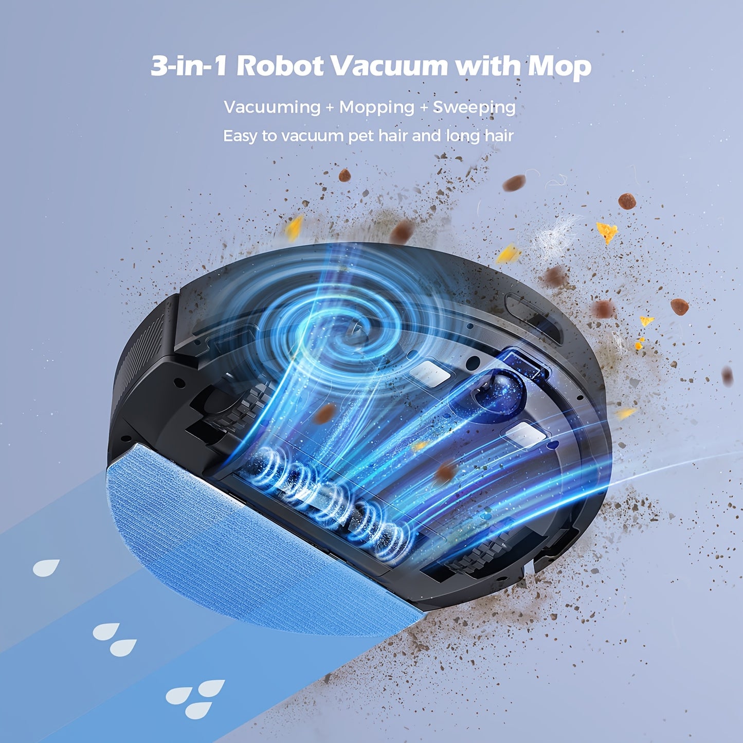 Robot aspirateur laveur pour nettoyage domestique et cuisine – vue détaillée 3