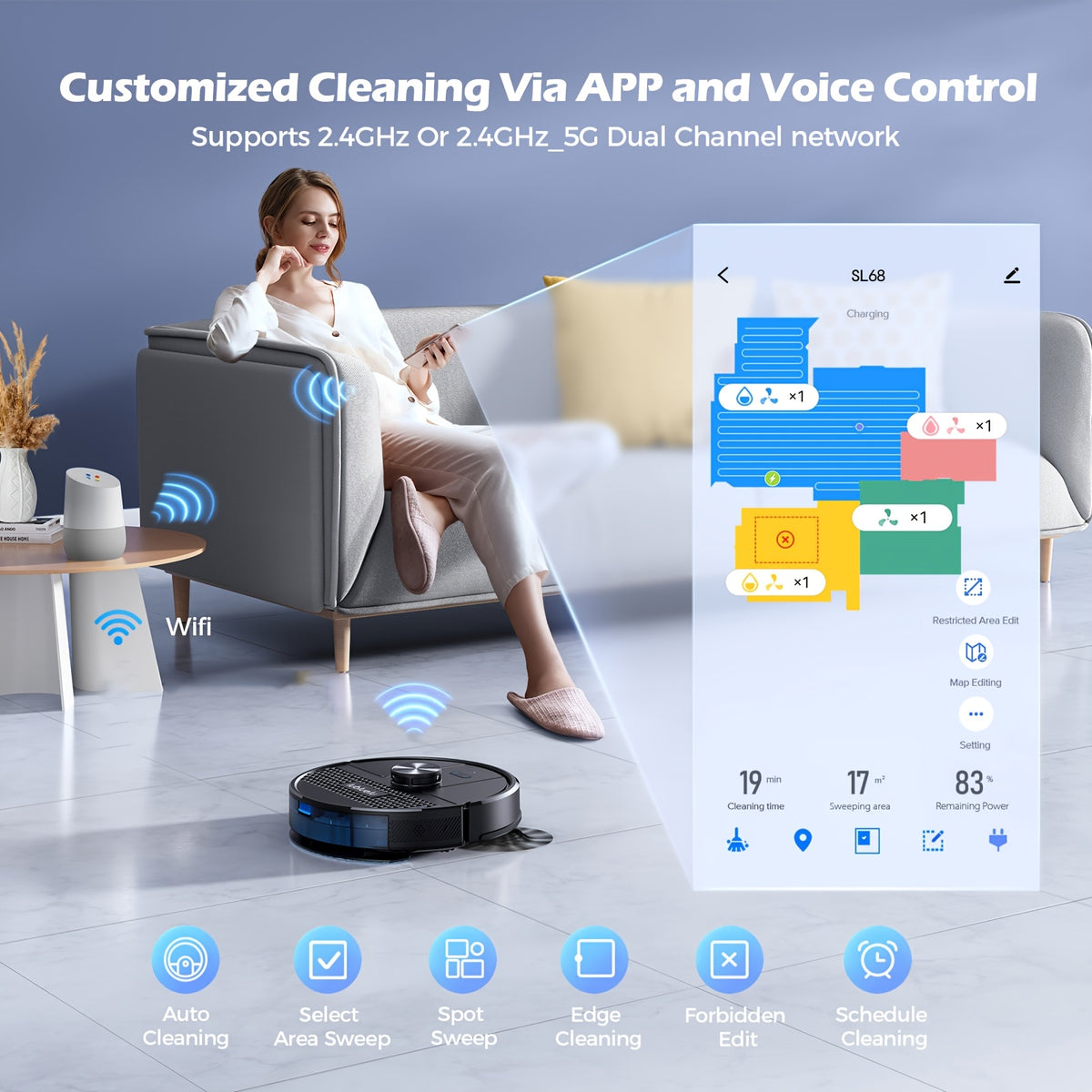 Robot aspirateur laveur pour nettoyage domestique et cuisine – vue détaillée 7