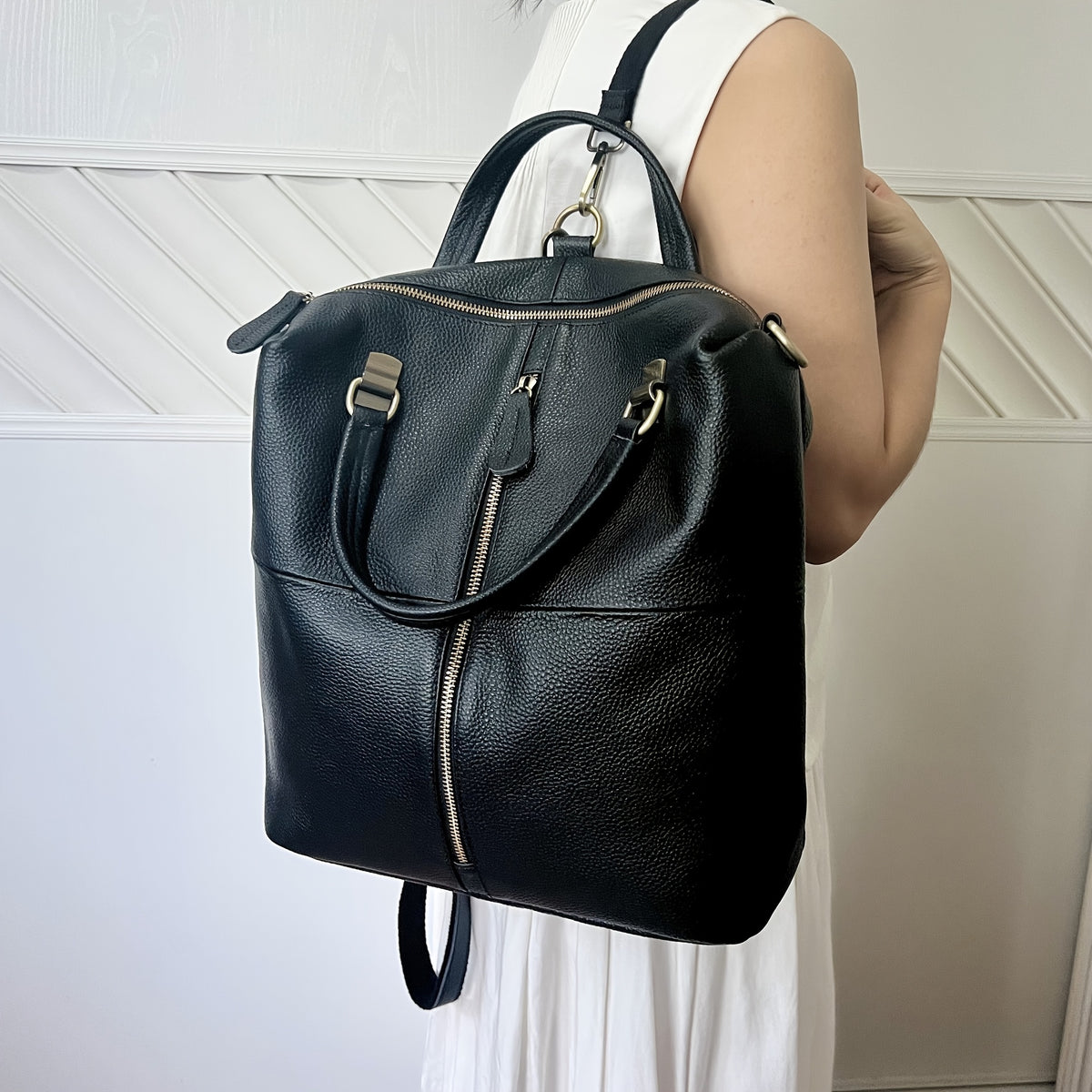 Sac à dos, cuir pour quotidien et école – vue détaillée 6