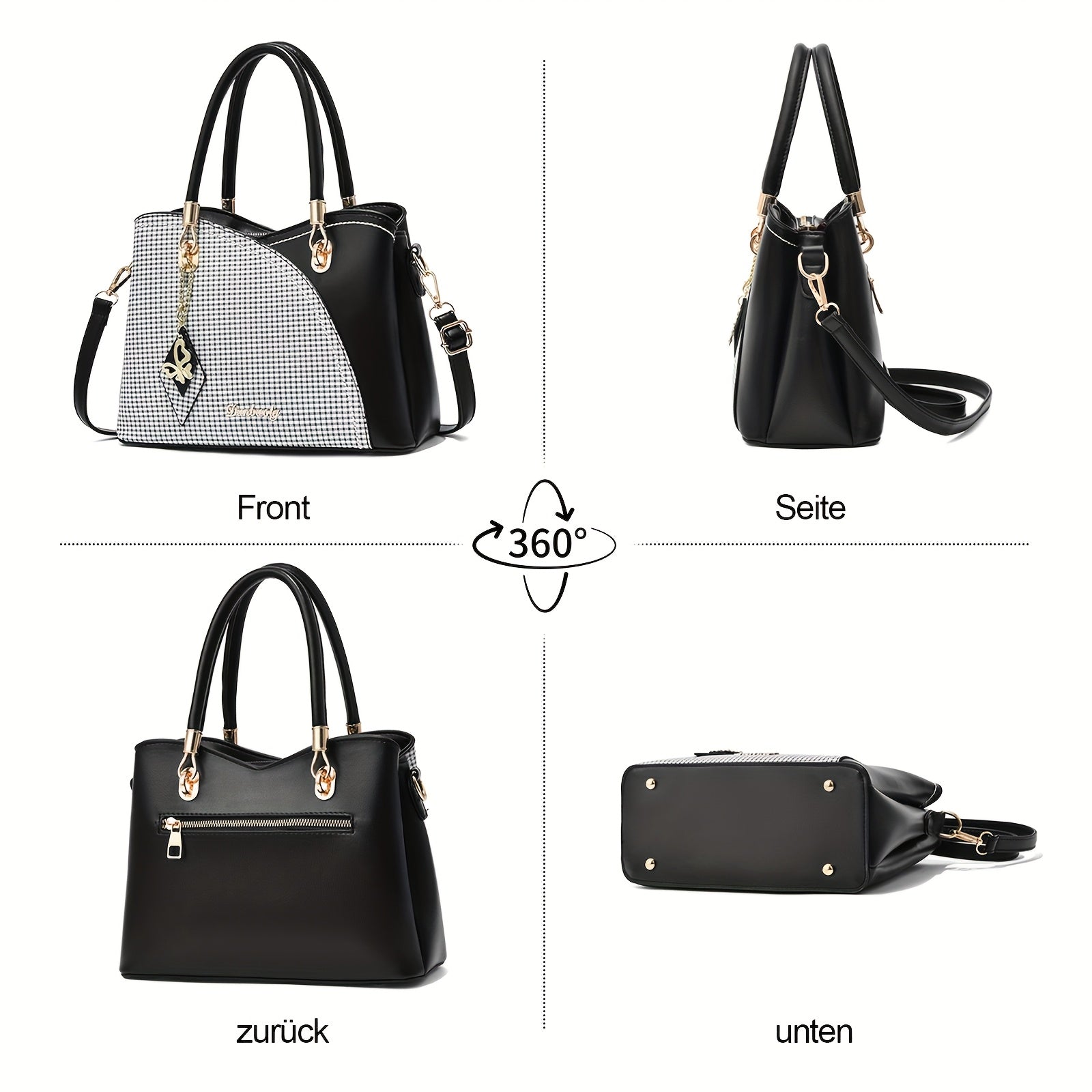 Sac à main, Gris et noir pour femme et quotidien – vue détaillée 3