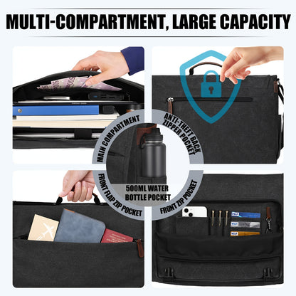 Sac Bandoulière Homme Eshow, 15,6 Pouces pour Ordinateur Portable 15 et quotidien – vue détaillée 2