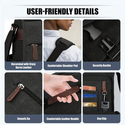 Sac Bandoulière Homme Eshow, 15,6 Pouces pour Ordinateur Portable 15 et quotidien – vue détaillée 6