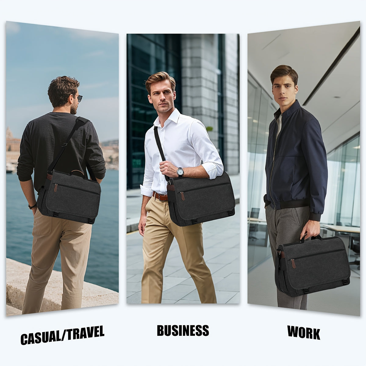 Sac Bandoulière Homme Eshow, 15,6 Pouces pour Ordinateur Portable 15 et quotidien – vue détaillée 7