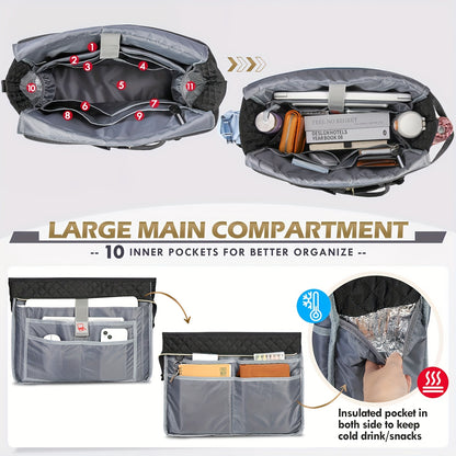 Sac d'enseignant Sac, Noir pour ordinateur portable Sacoche pour femmes et infirmières – vue détaillée 2