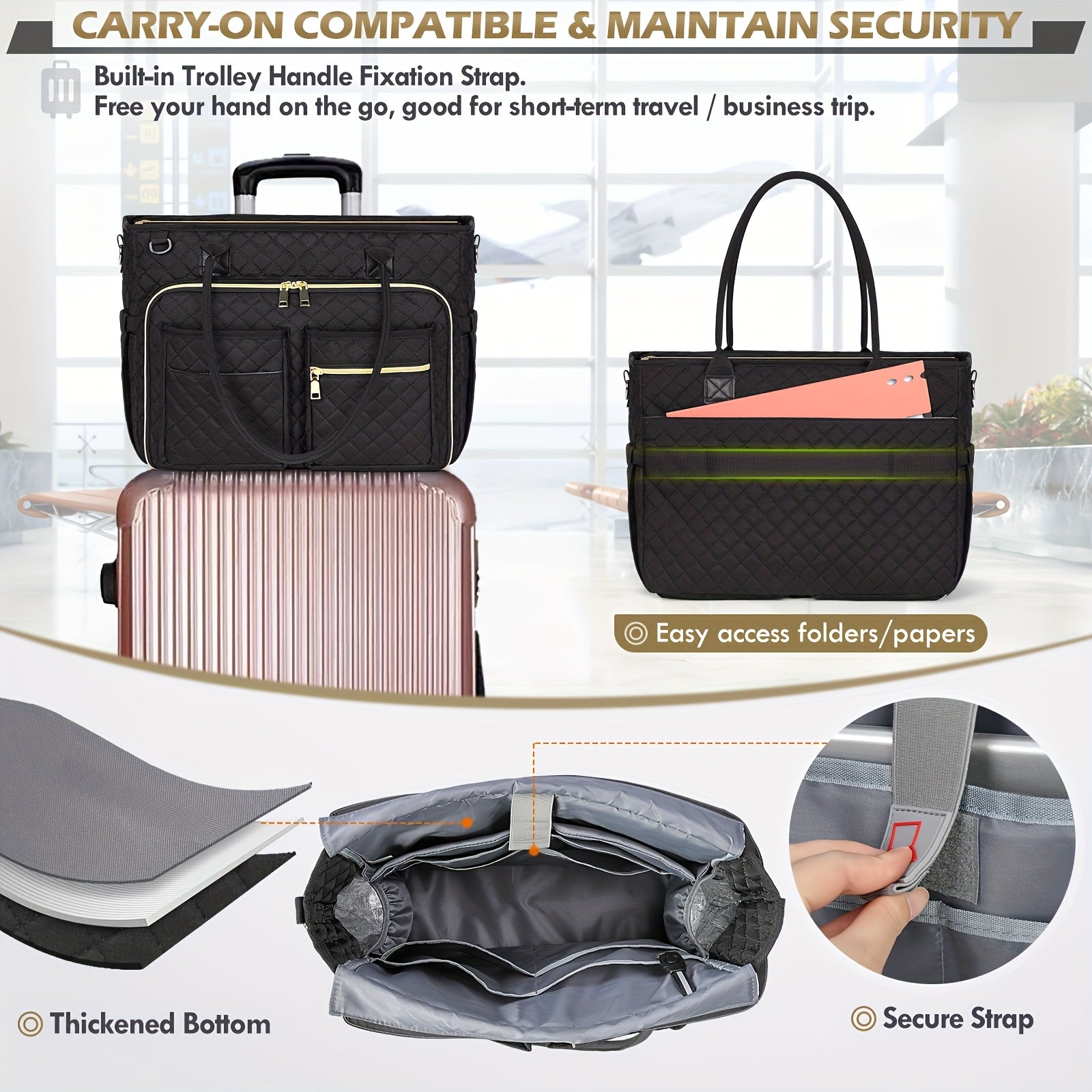 Sac d'enseignant Sac, Noir pour ordinateur portable Sacoche pour femmes et infirmières – vue détaillée 6