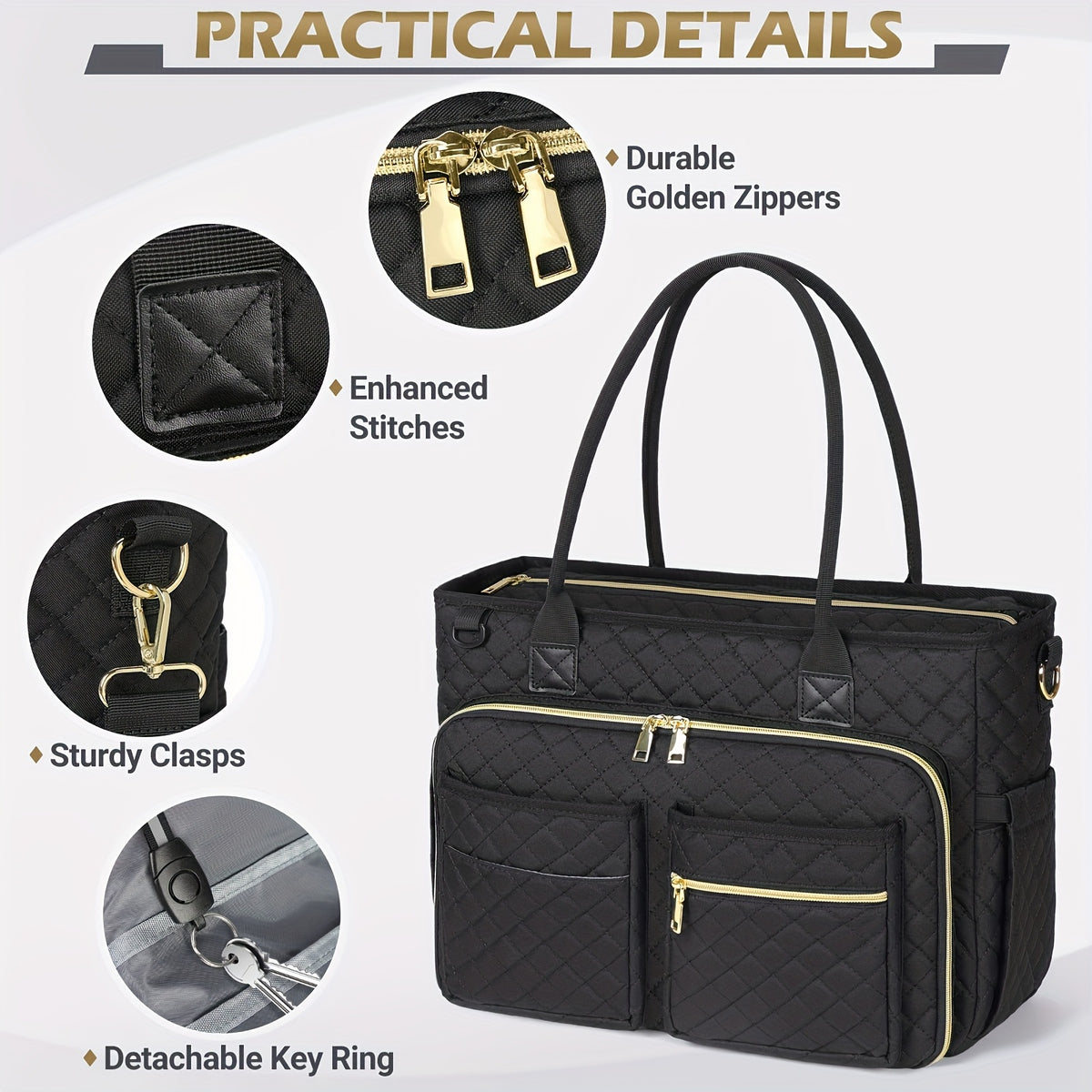 Sac d'enseignant Sac, Noir pour ordinateur portable Sacoche pour femmes et infirmières – vue détaillée 10