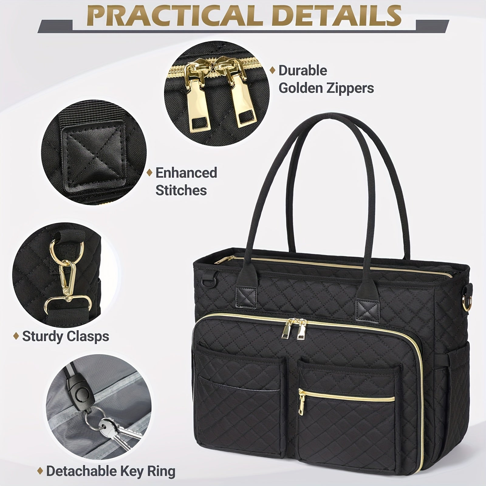 Sac d'enseignant Sac, Noir pour ordinateur portable Sacoche pour femmes et infirmières – vue détaillée 10