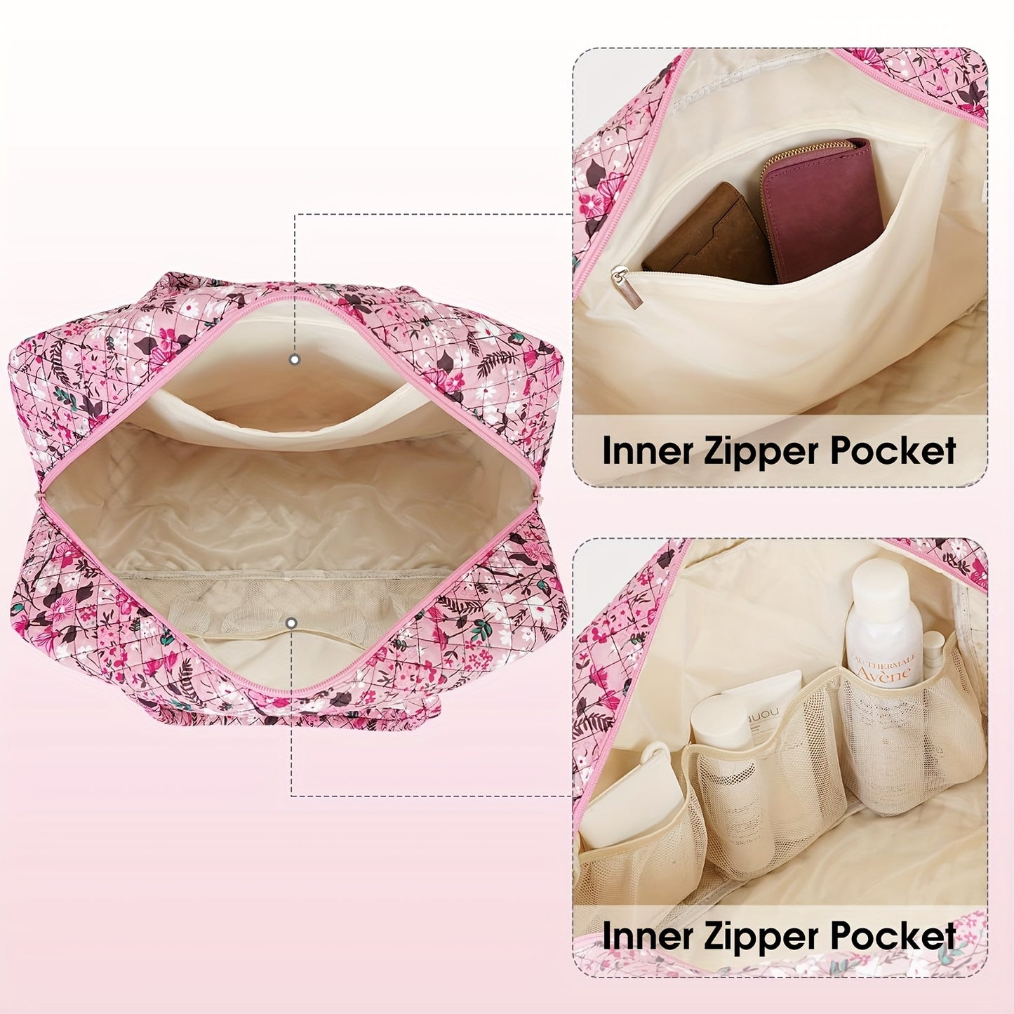 Sac de Sport et Voyage, Imprimé Léopard Rose pour camping et voyage – vue détaillée 7