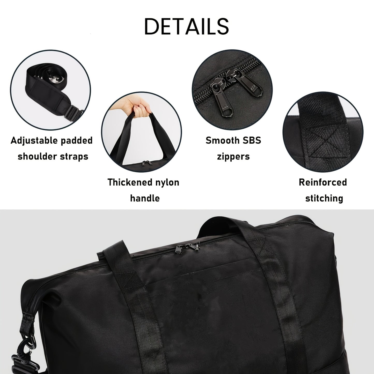 Sac de voyage unisexe, Beige pour camping et voyage – vue détaillée 3