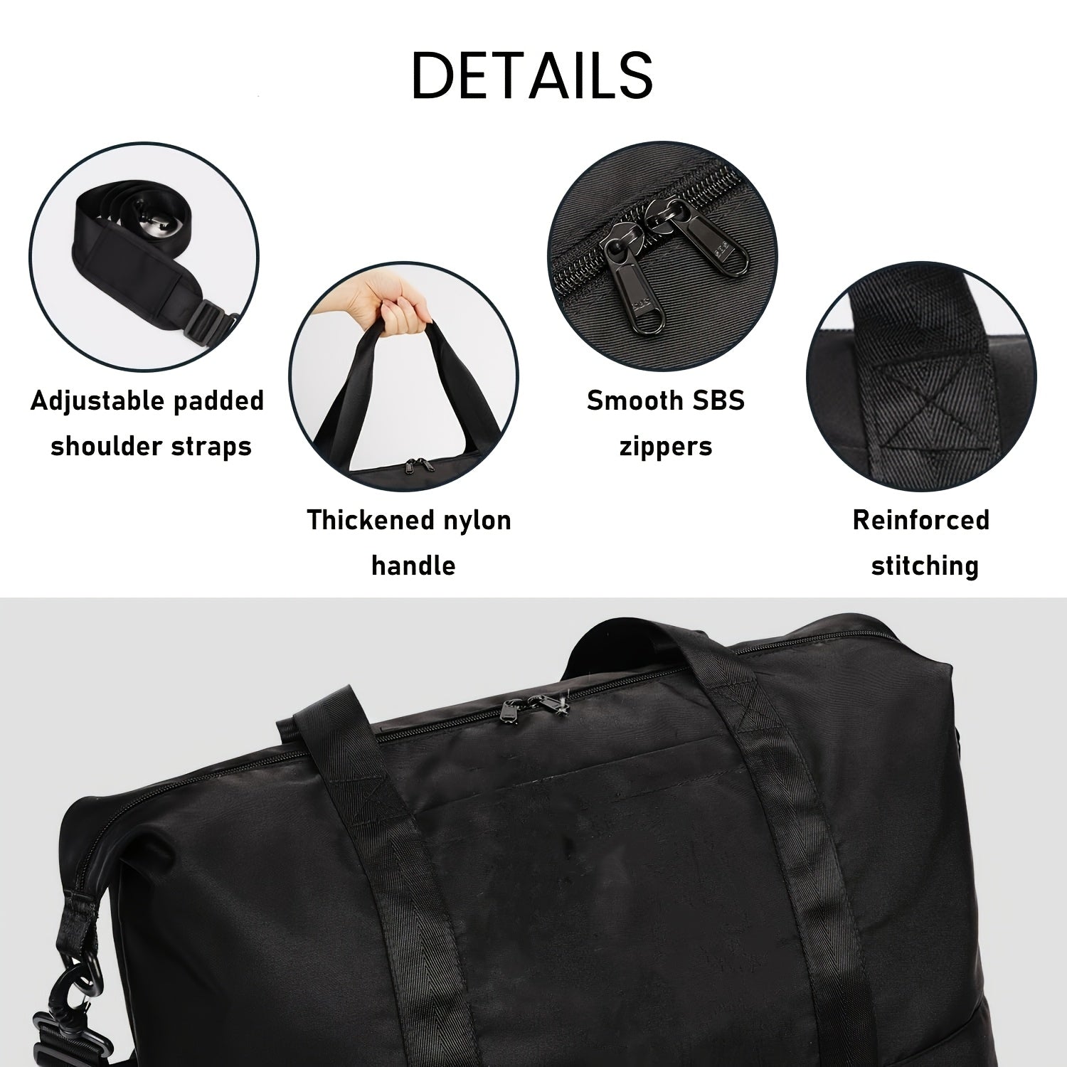 Sac de voyage unisexe, Beige pour camping et voyage – vue détaillée 3