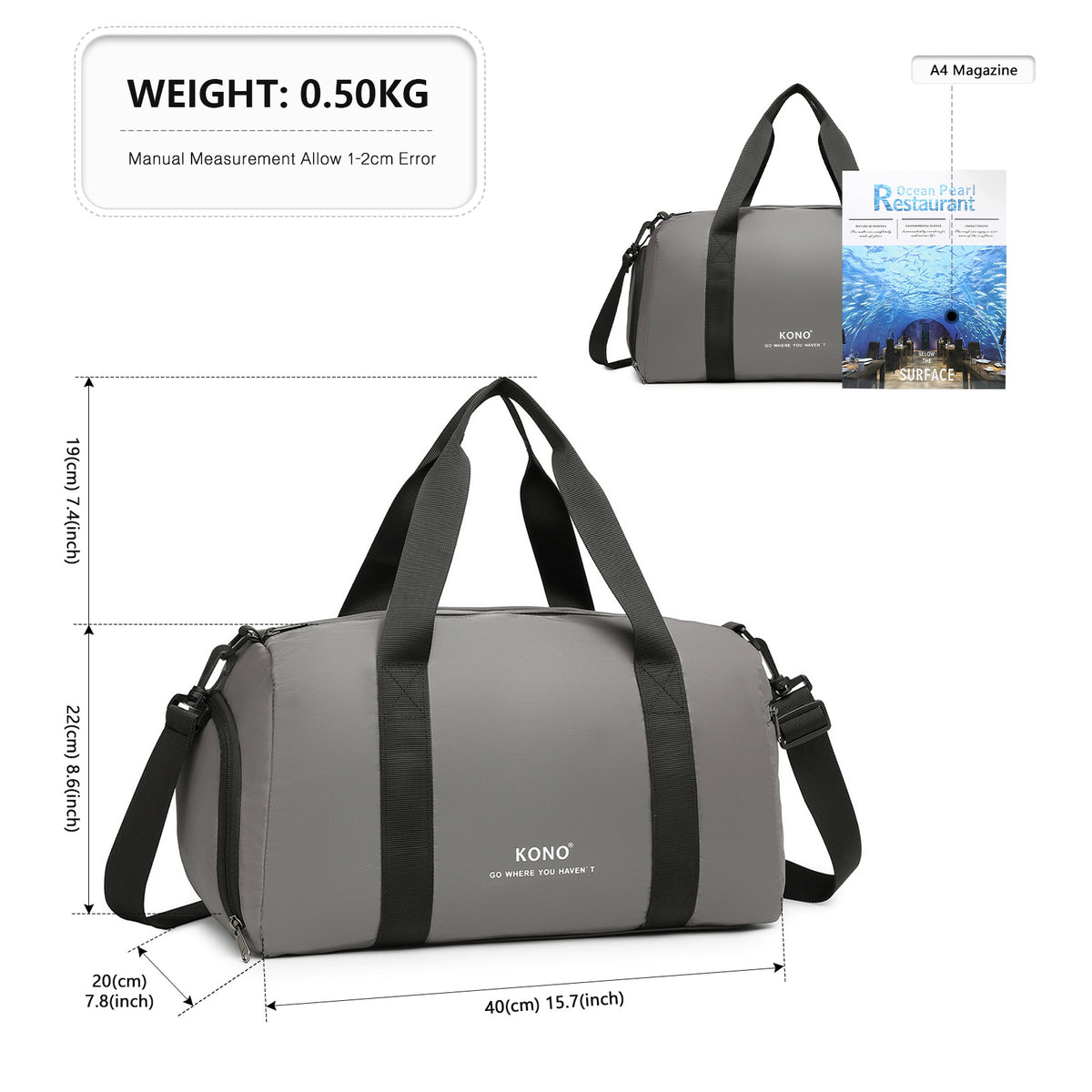 Sacs polochon, Gris pour camping et voyage – vue détaillée 10