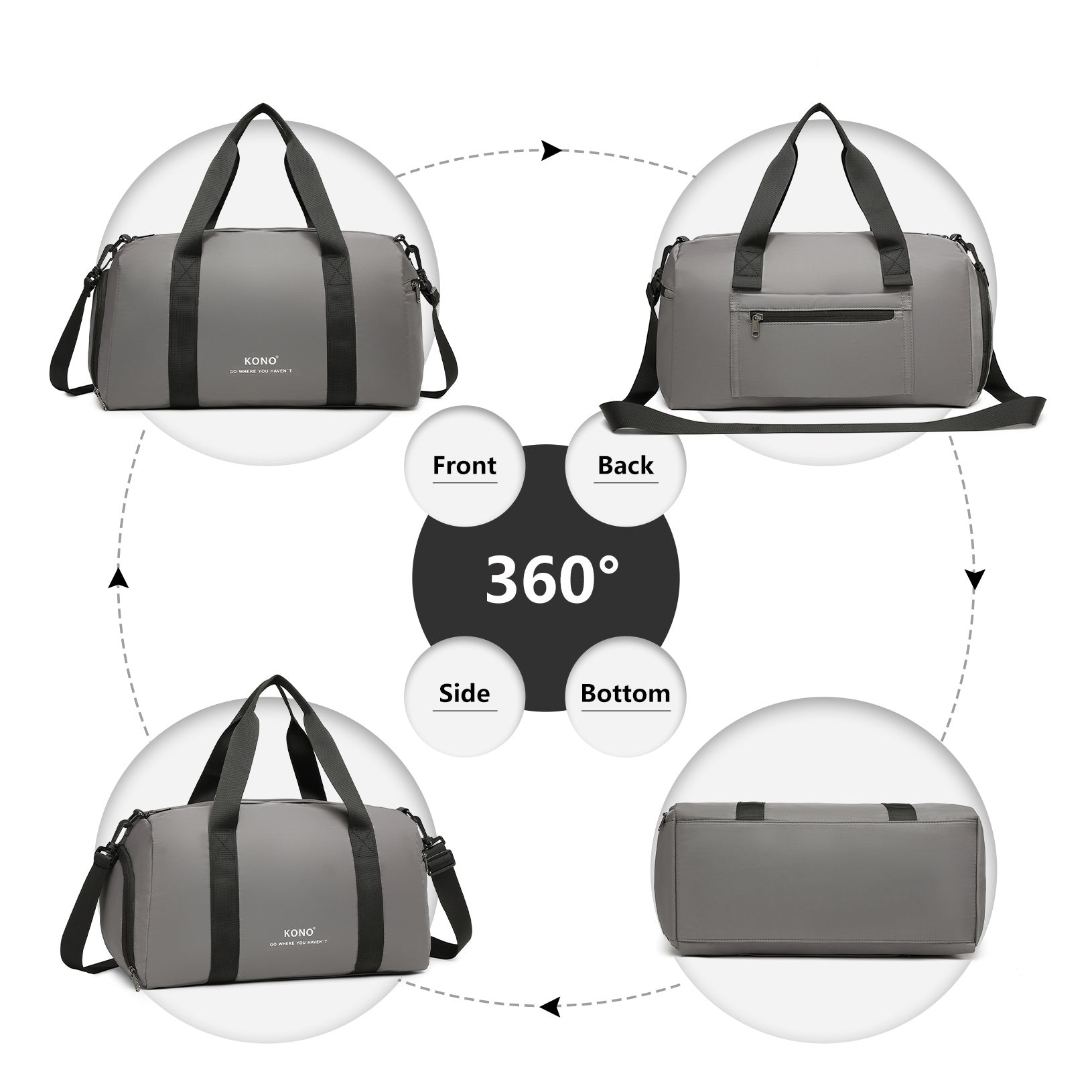 Sacs polochon, Gris pour camping et voyage – vue détaillée 12