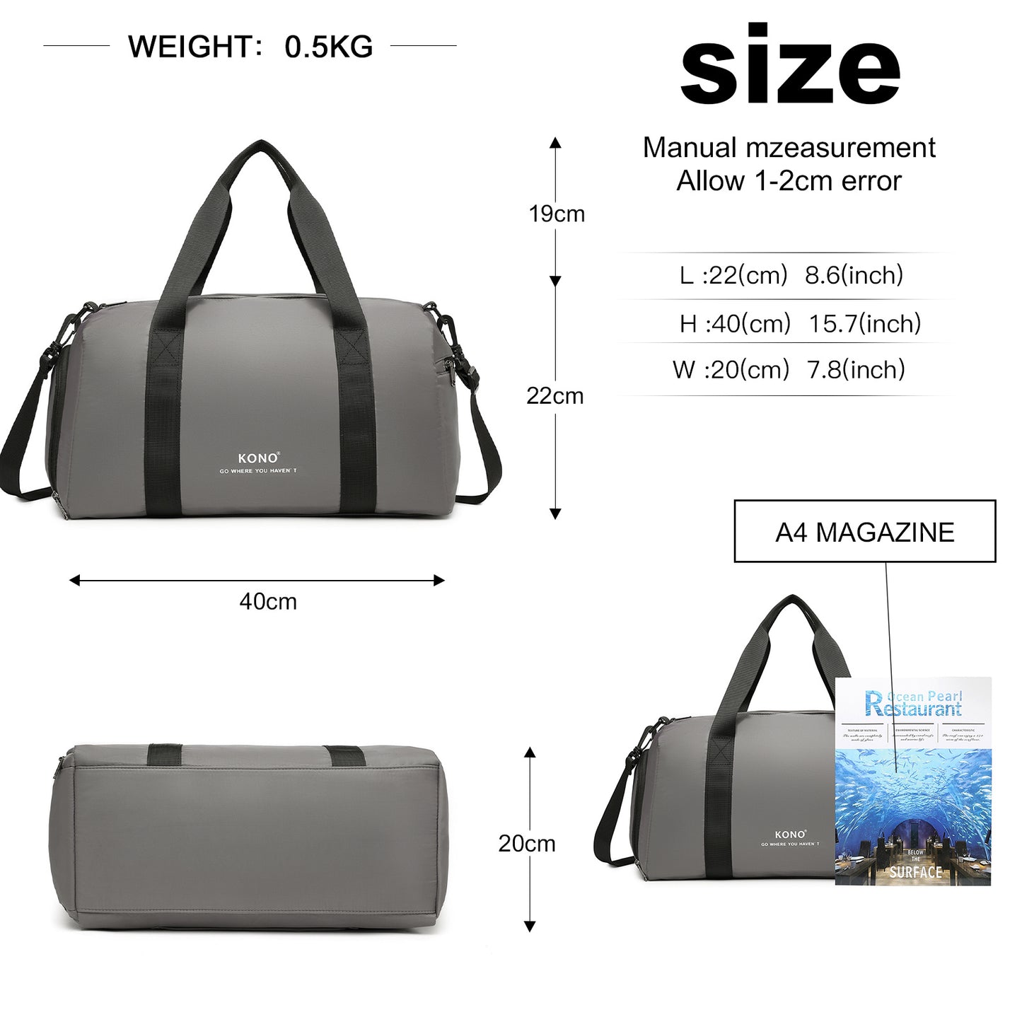 Sacs polochon, Gris pour camping et voyage – vue détaillée 22