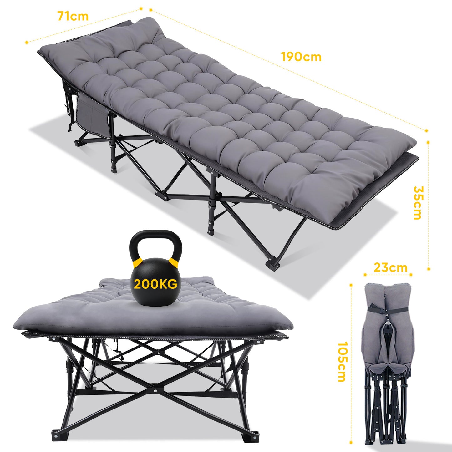 Sekey Lit de Camping, pliable pour jardin et terrasse – vue détaillée 2