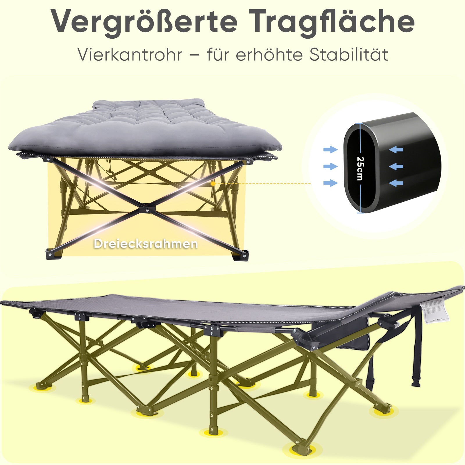 Sekey Lit de Camping, pliable pour jardin et terrasse – vue détaillée 3