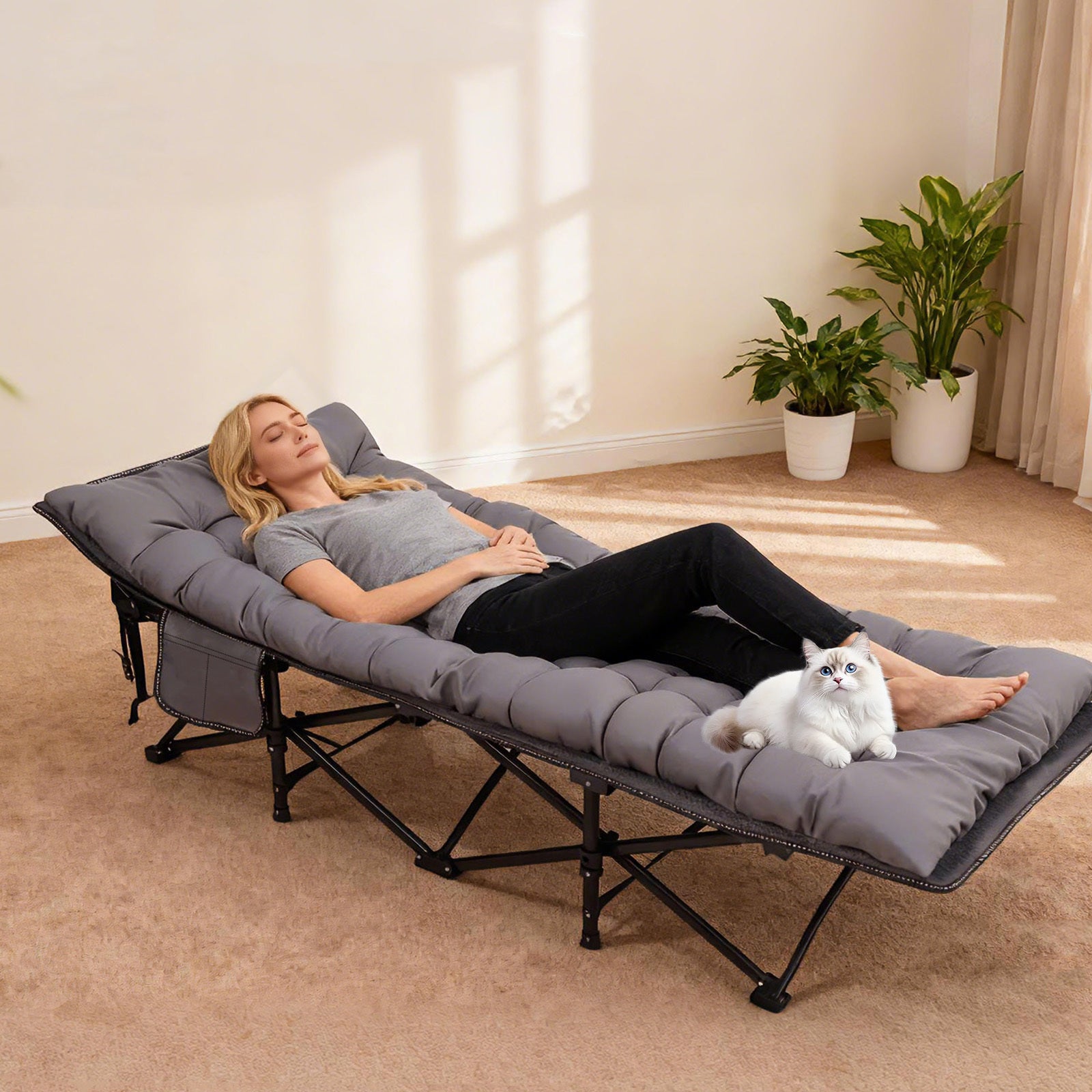Sekey Lit de Camping, pliable pour jardin et terrasse – vue détaillée 6