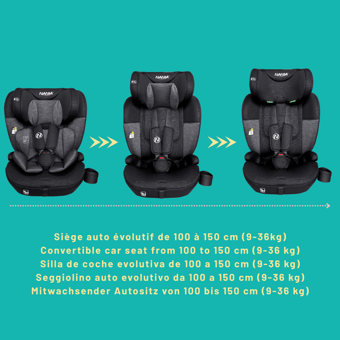 Siège auto bébé évolutif, réglable pour véhicule et déplacements – vue détaillée 9