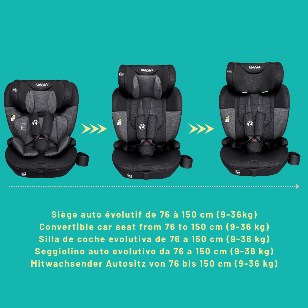 Siège auto bébé évolutif, réglable pour véhicule et déplacements – vue détaillée 11