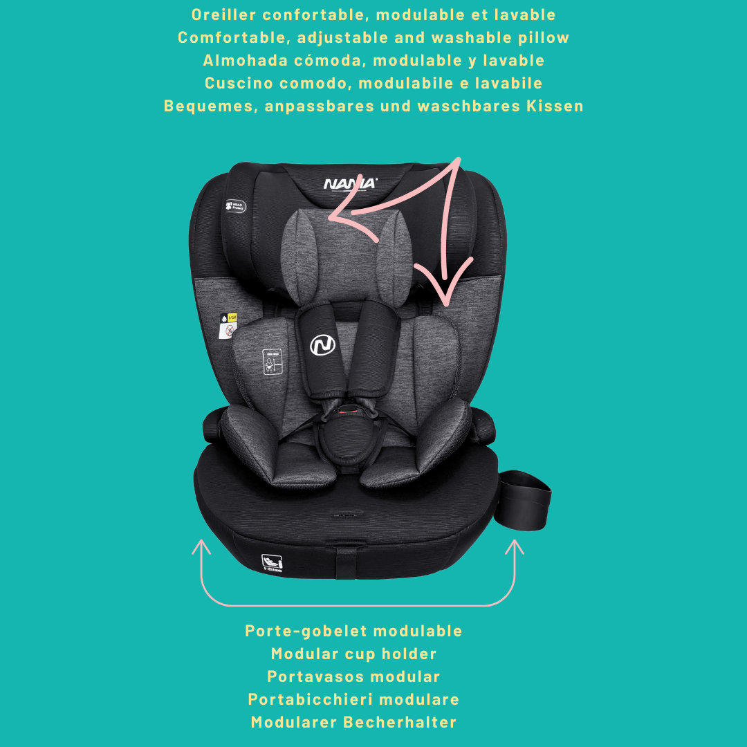 Siège auto bébé évolutif, réglable pour véhicule et déplacements – vue détaillée 12