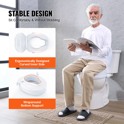 Siège de Toilette Élevé VEVOR, 300 lbs pour Personnes Âgées et quotidien – vue détaillée 7