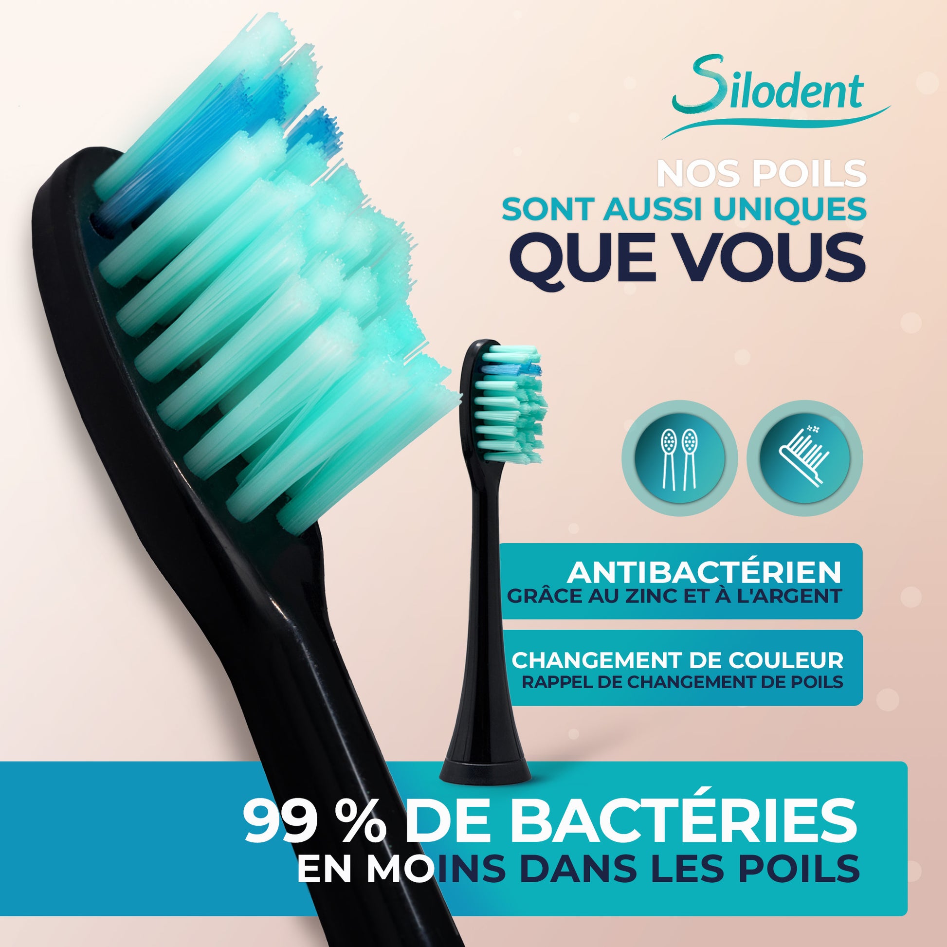 Silodent brosse à dents sonique, Bleu de nuit pour camping et voyage – vue détaillée 3