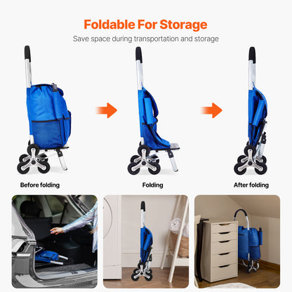 Stair Climbing Cart Poussette Pliante, Argent + Bleu marine pour véhicule et déplacements – vue détaillée 4