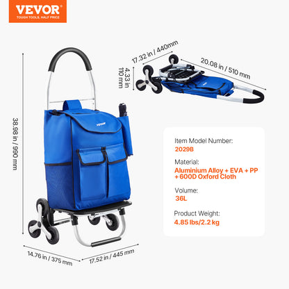 Stair Climbing Cart Poussette Pliante, Argent + Bleu marine pour véhicule et déplacements – vue détaillée 6