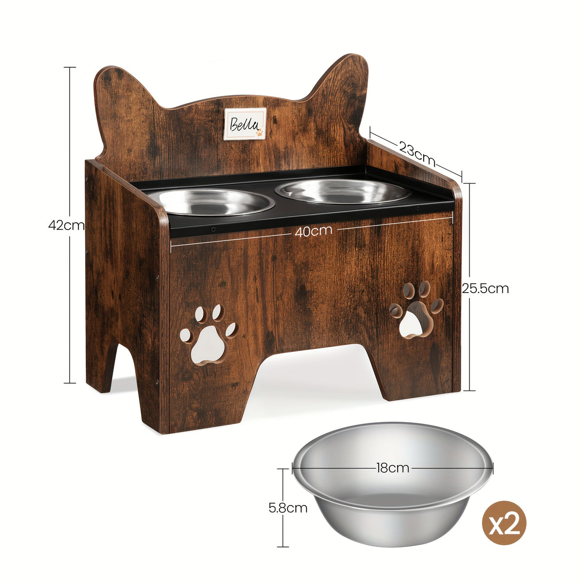 Station d'alimentation surélevée, acier inoxydable pour animaux et maison – vue principale