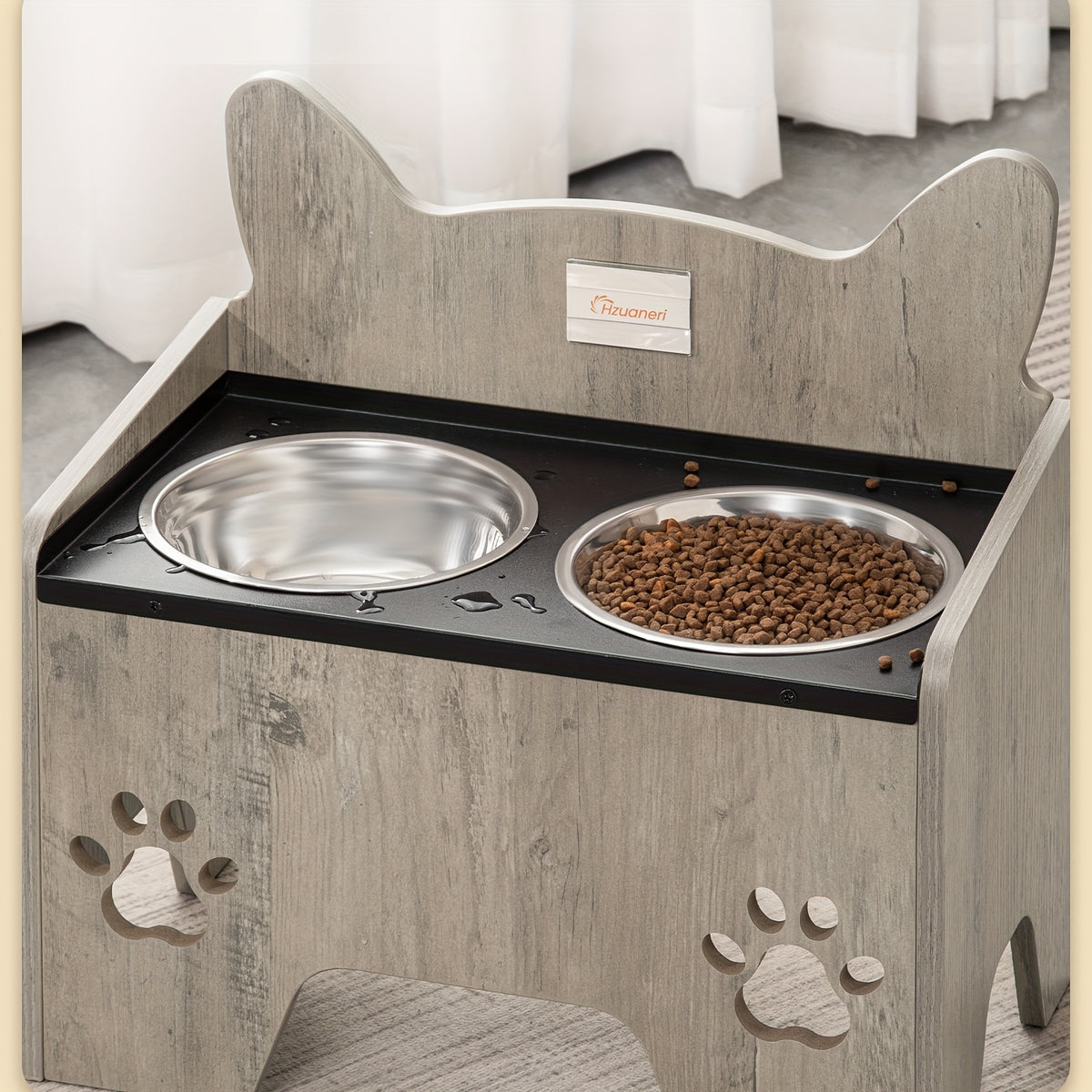 Station d'alimentation surélevée, acier inoxydable pour animaux et maison – vue détaillée 2