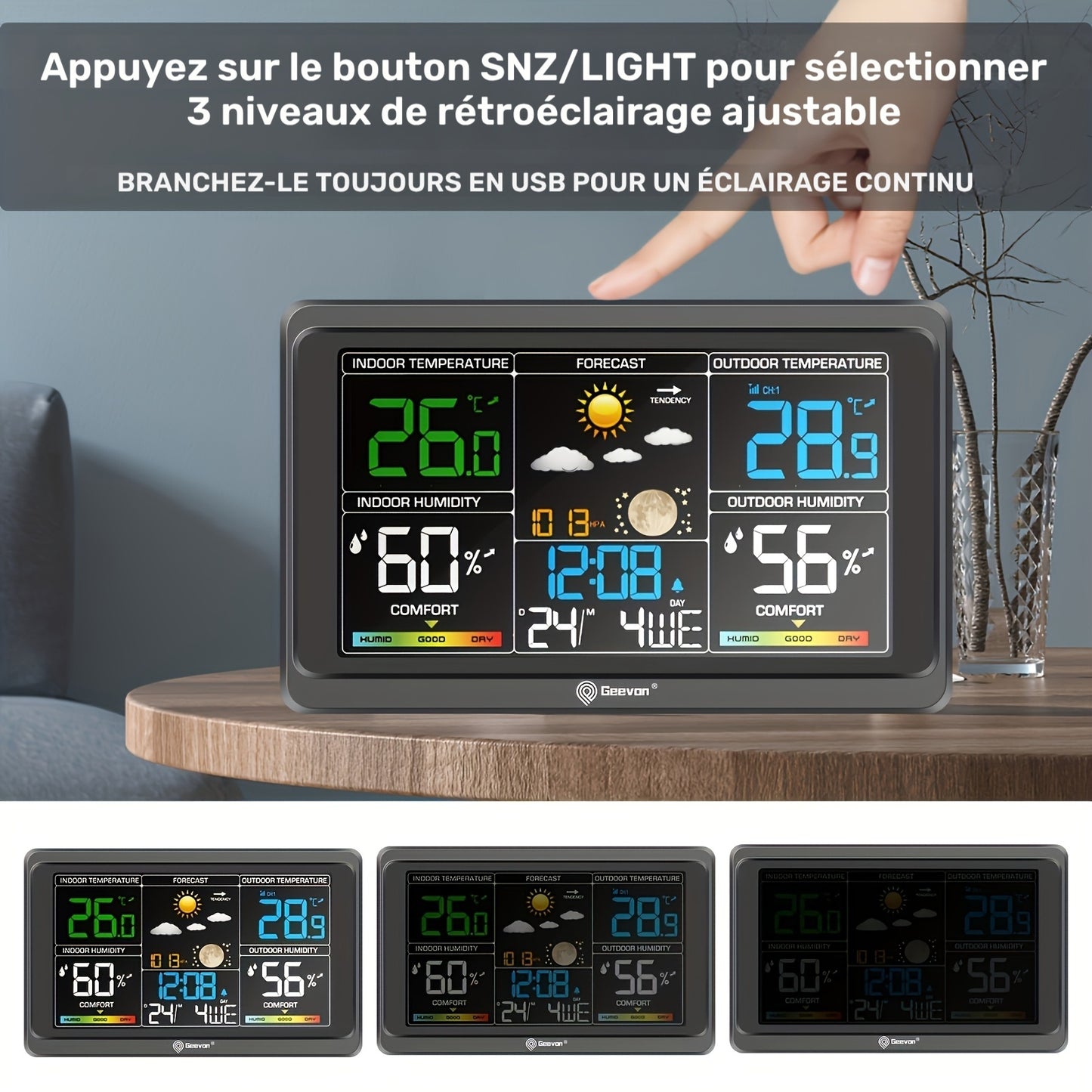 Station météo, 19,3 cm pour mesure intérieure et extérieure – vue détaillée 6
