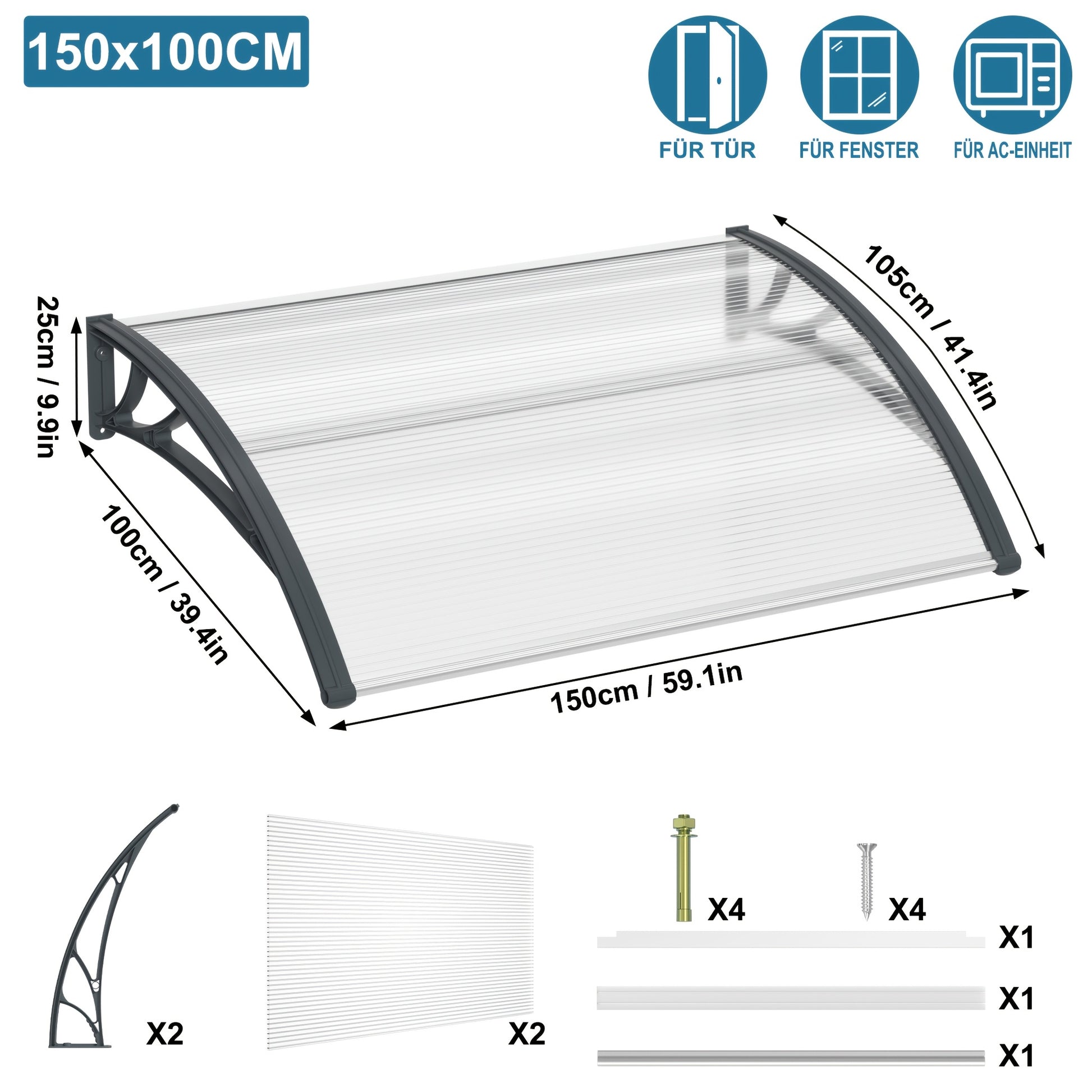Store banne, 300×100cm pour jardin et balcon – vue détaillée 8