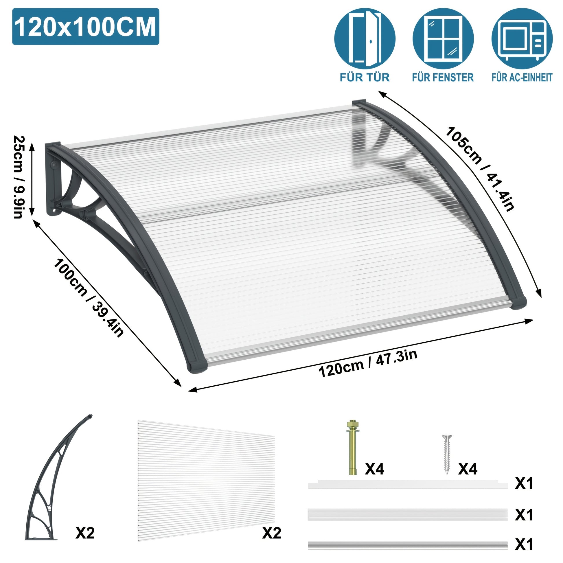 Store banne, 300×100cm pour jardin et balcon – vue détaillée 9