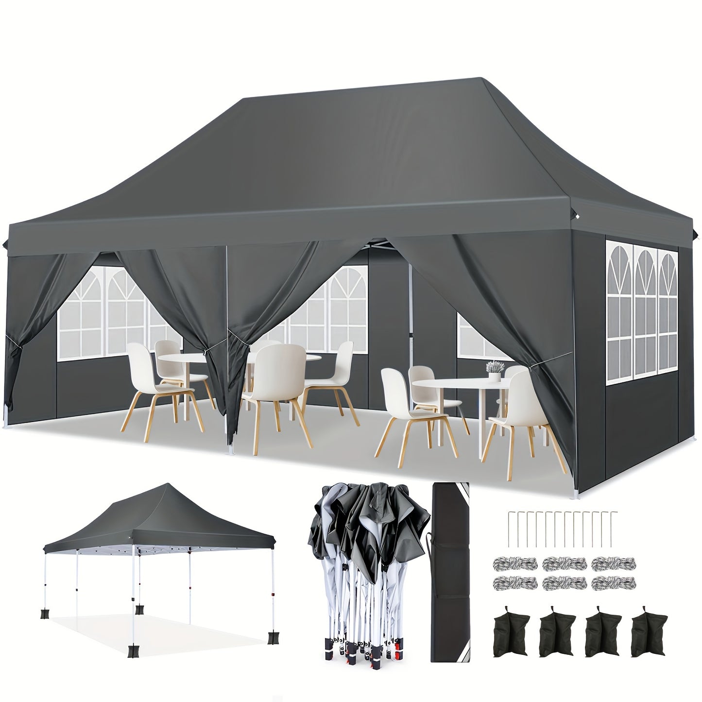 Store banne, Blanc (avec 4 sacs de frappe) pour jardin et balcon – vue détaillée 20