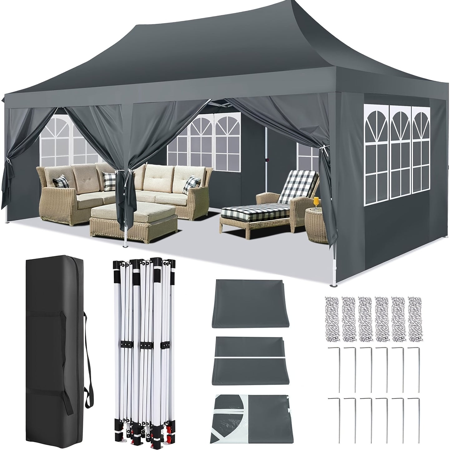 Store banne, Blanc (avec 4 sacs de frappe) pour jardin et balcon – vue détaillée 22