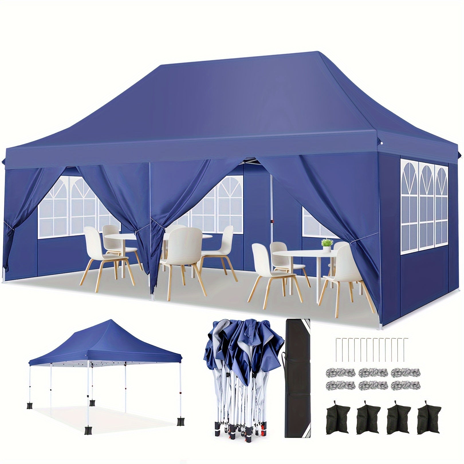 Store banne, Blanc (avec 4 sacs de frappe) pour jardin et balcon – vue détaillée 23