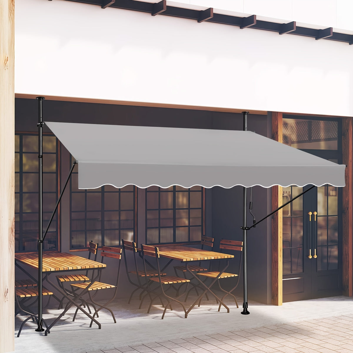 Store banne, Gris foncé pour balcon et jardin – vue détaillée 2