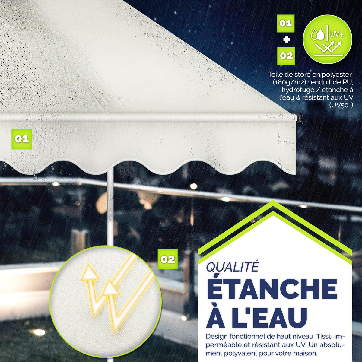 Store banne, Gris pour balcon – vue détaillée 5