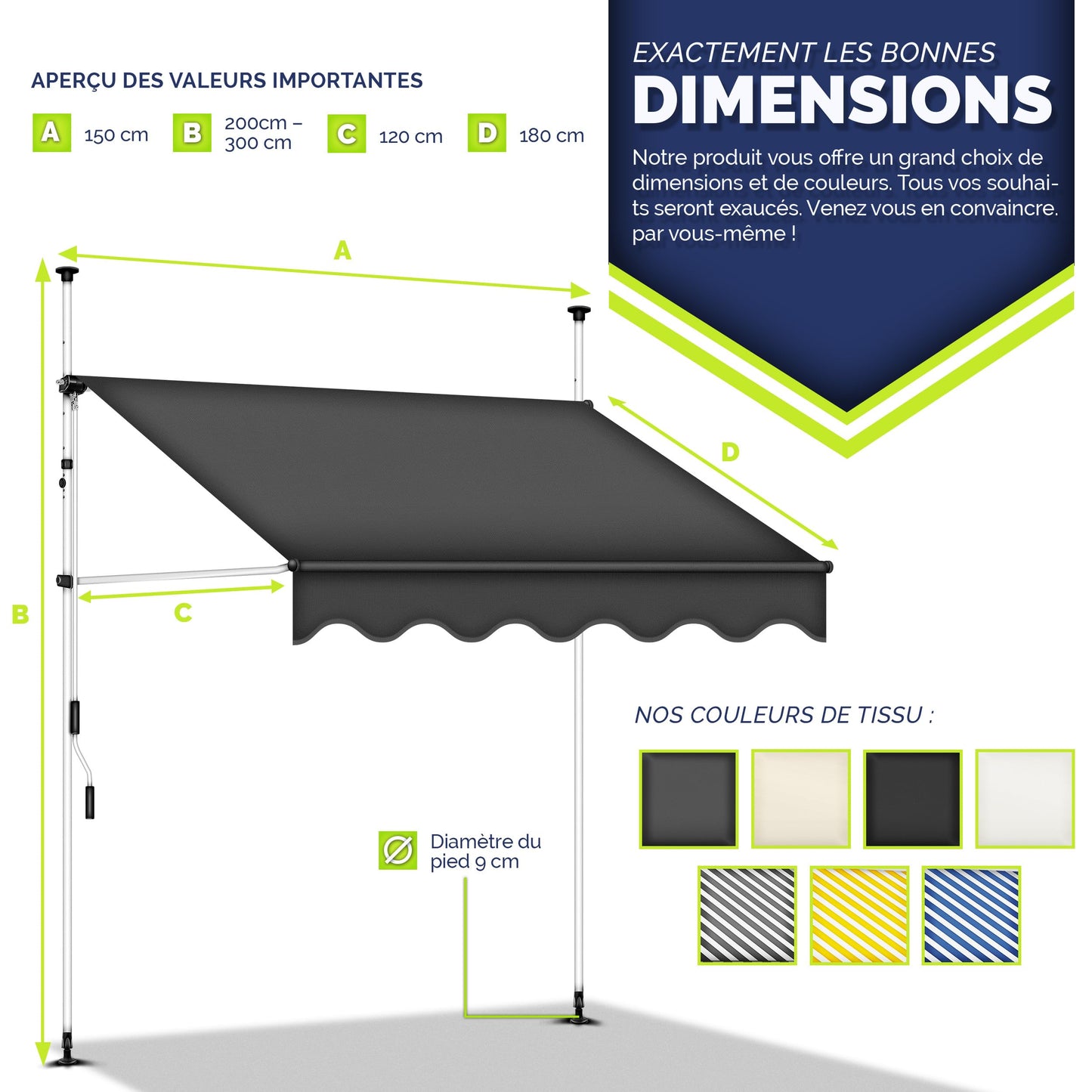Store banne, Gris pour balcon – vue détaillée 10