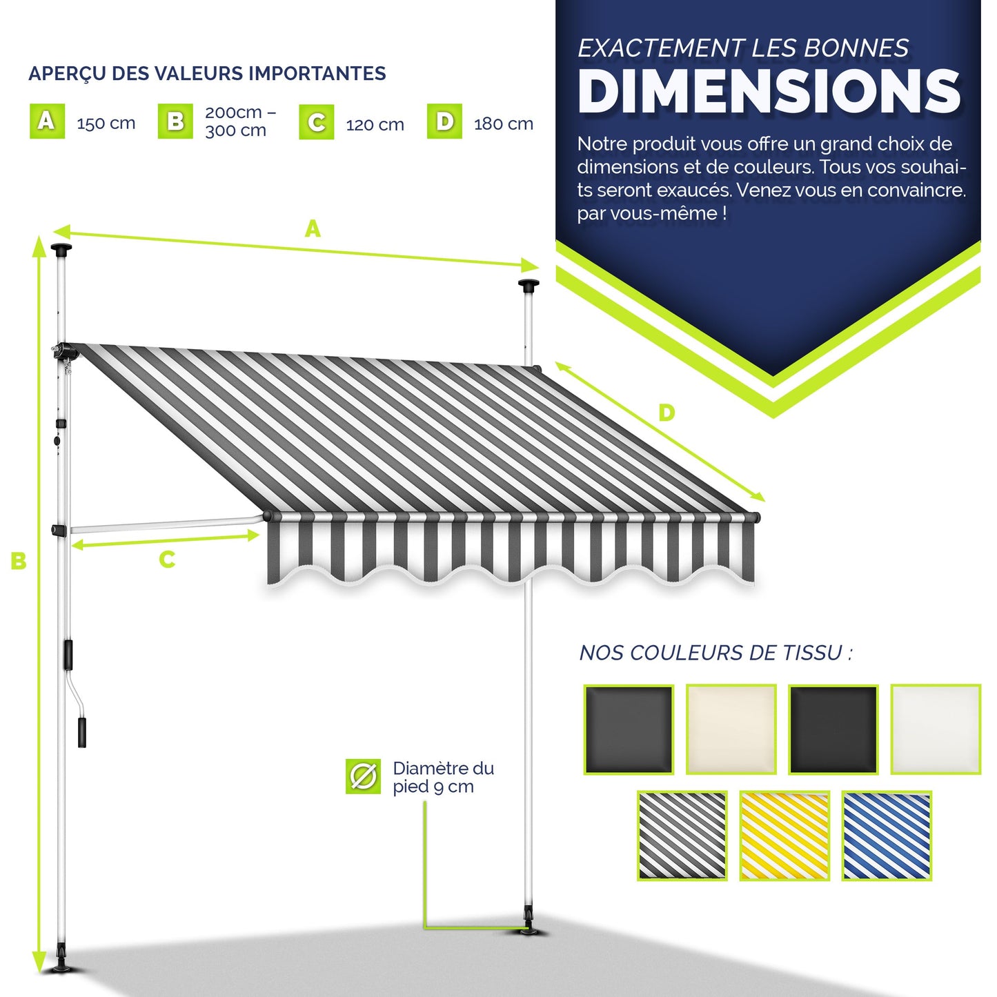 Store banne, Gris pour balcon – vue détaillée 24