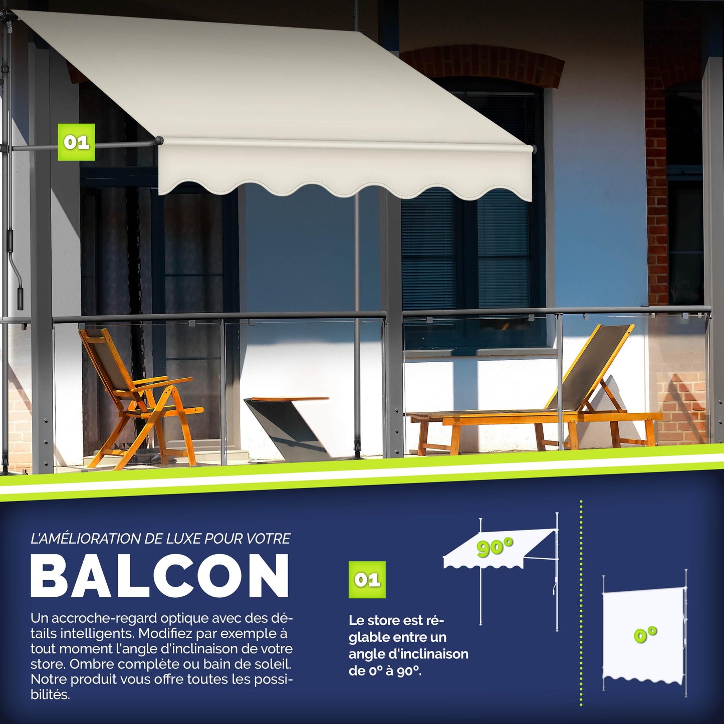 Store banne, Gris pour balcon – vue détaillée 25