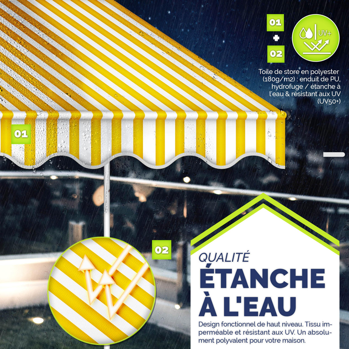 Store banne, Gris pour balcon – vue détaillée 31