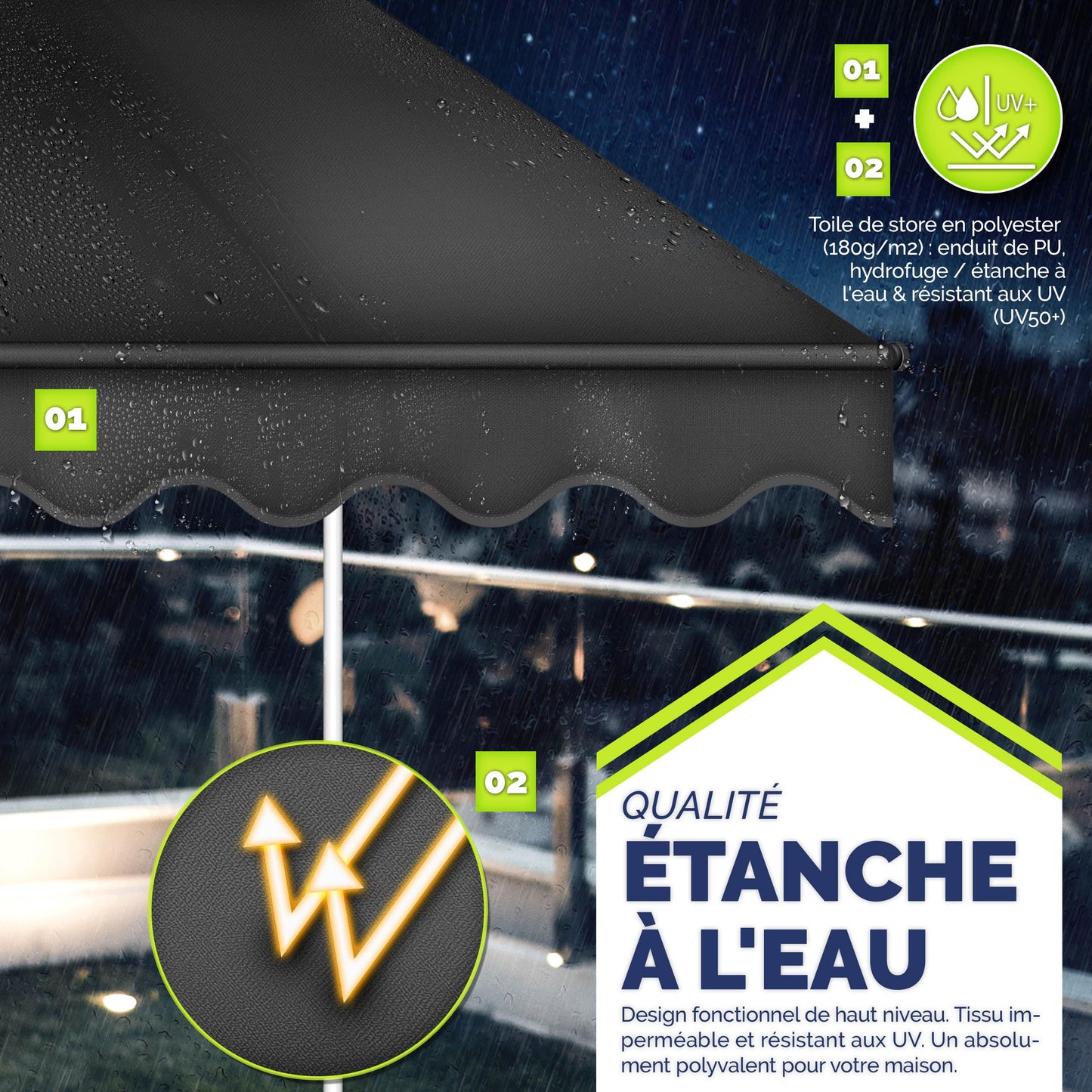 Store banne, Gris pour balcon – vue détaillée 42